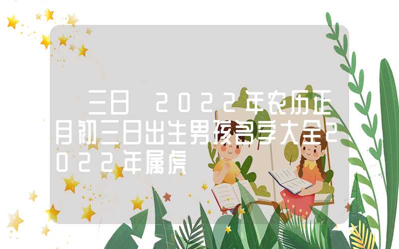 「三日」2022年农历正月初三日出生男孩名字大全2022年属虎