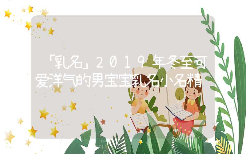 「乳名」2019年冬至可爱洋气的男宝宝乳名小名精选