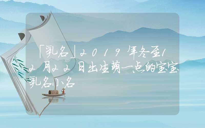 「乳名」2019年冬至12月22日出生萌一点的宝宝乳名小名
