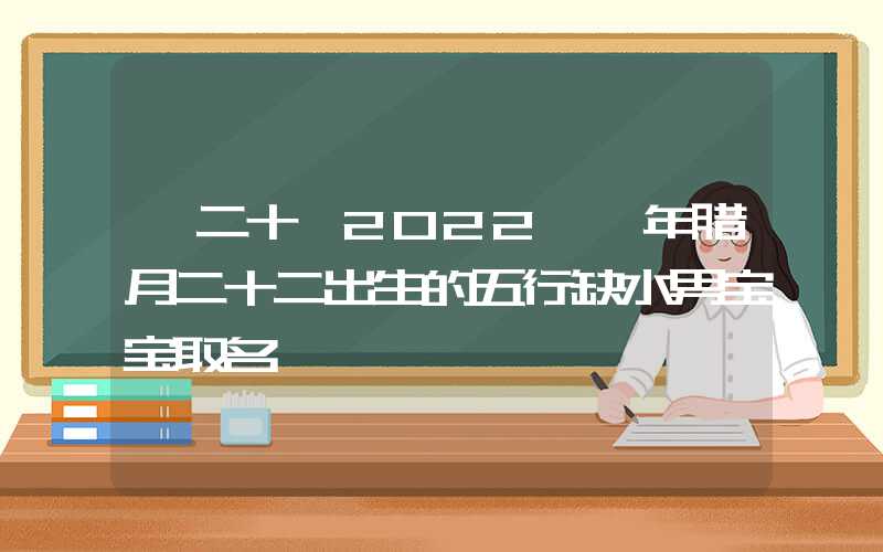 「二十」2022壬寅年腊月二十二出生的五行缺水男宝宝取名