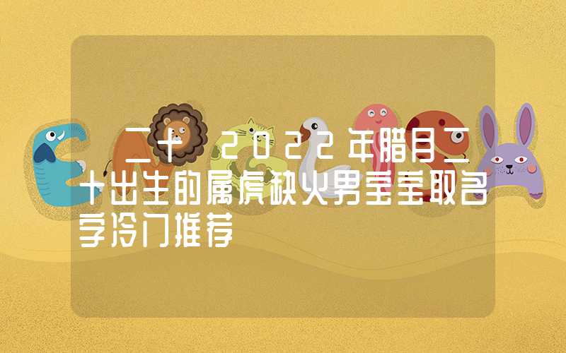 「二十」2022年腊月二十出生的属虎缺火男宝宝取名字冷门推荐