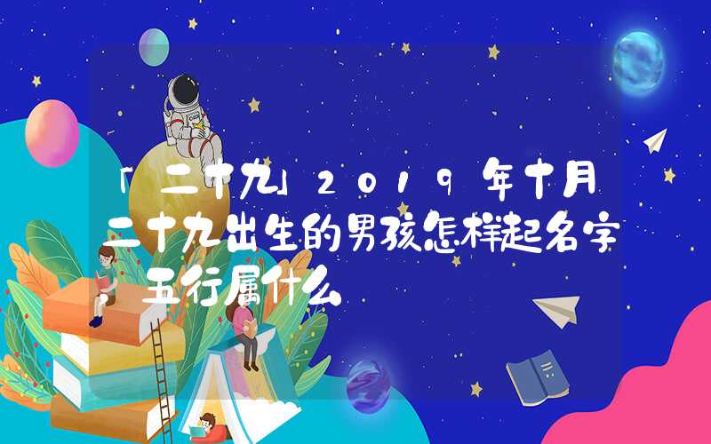 「二十九」2019年十月二十九出生的男孩怎样起名字，五行属什么