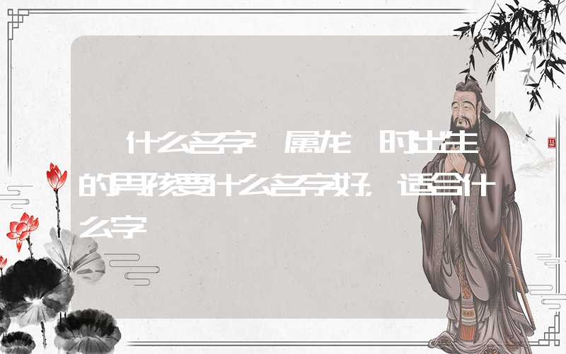 「什么名字」属龙酉时出生的男孩要什么名字好，适合什么字