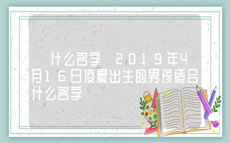 「什么名字」2019年4月16日凌晨出生的男孩适合什么名字