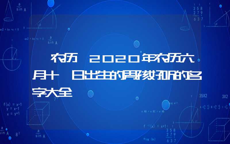 「农历」2020年农历六月十一日出生的男孩好听的名字大全