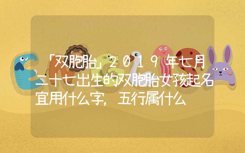 「双胞胎」2019年七月二十七出生的双胞胎女孩起名宜用什么字，五行属什么
