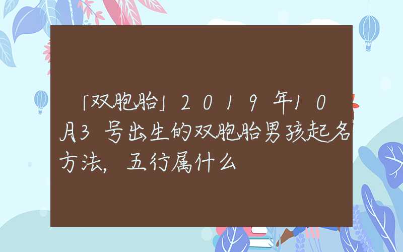 「双胞胎」2019年10月3号出生的双胞胎男孩起名方法，五行属什么