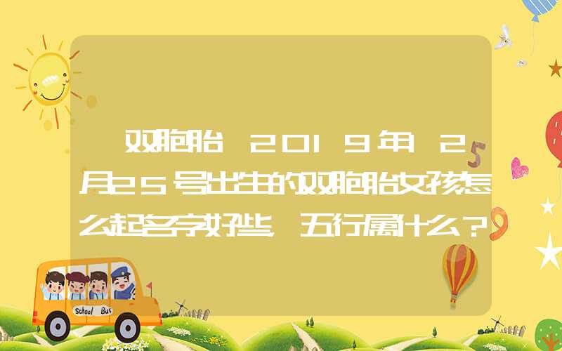 「双胞胎」2019年12月25号出生的双胞胎女孩怎么起名字好些，五行属什么？