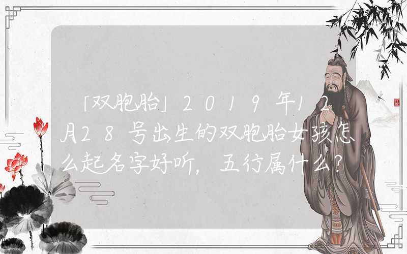 「双胞胎」2019年12月28号出生的双胞胎女孩怎么起名字好听，五行属什么？