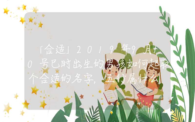 「合适」2019年9月10号巳时出生的男孩如何起取个合适的名字，五行属什么