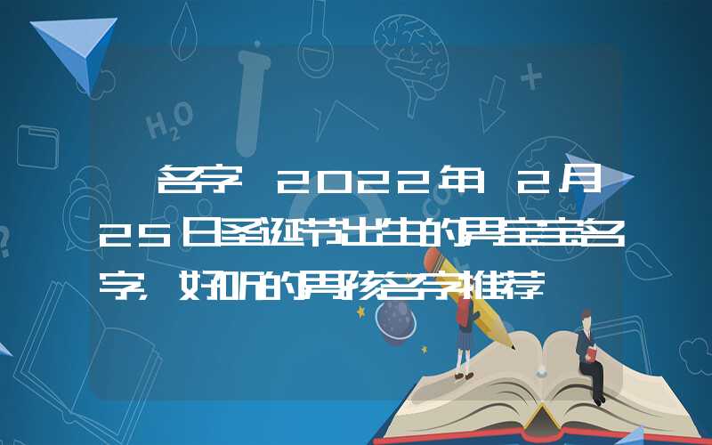 「名字」2022年12月25日圣诞节出生的男宝宝名字，好听的男孩名字推荐