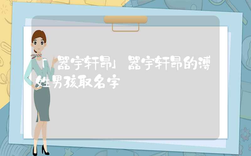 「器宇轩昂」器宇轩昂的溥姓男孩取名字