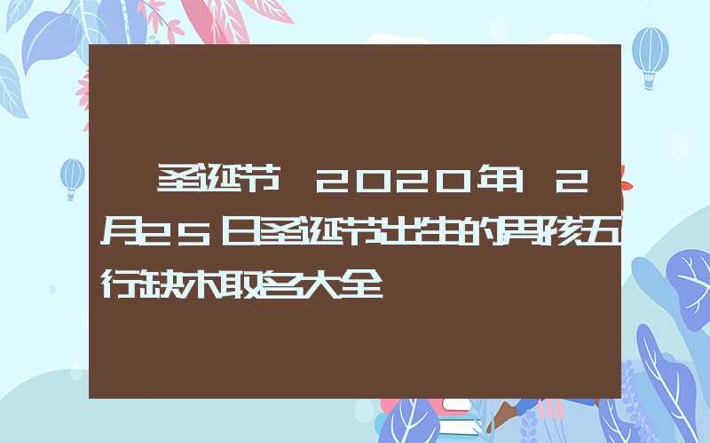 「圣诞节」2020年12月25日圣诞节出生的男孩五行缺木取名大全
