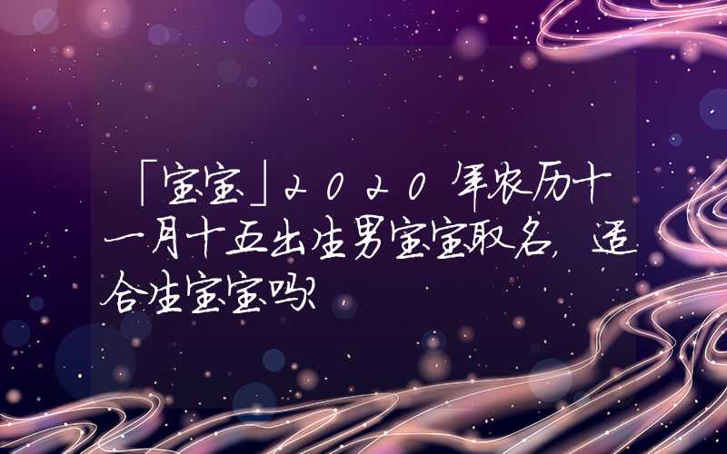 「宝宝」2020年农历十一月十五出生男宝宝取名，适合生宝宝吗？