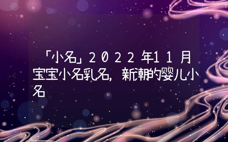 「小名」2022年11月宝宝小名乳名，新潮的婴儿小名