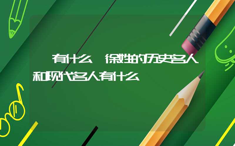 「有什么」徐姓的历史名人和现代名人有什么
