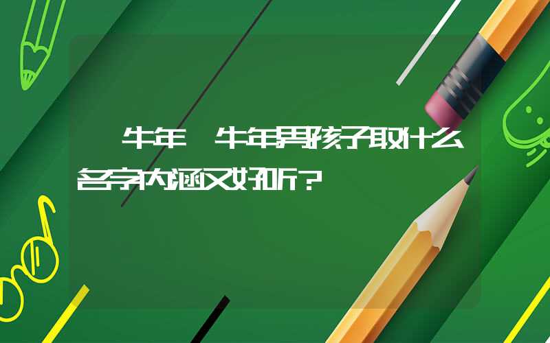 「牛年」牛年男孩子取什么名字内涵又好听？
