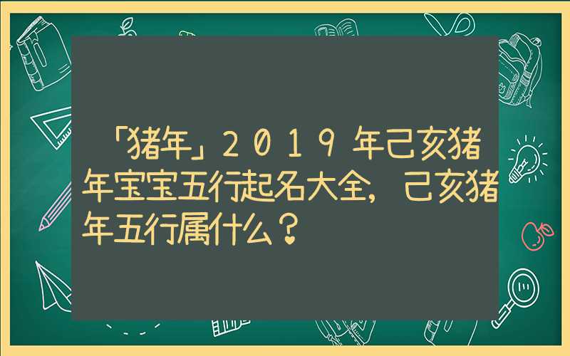 「猪年」2019年己亥猪年宝宝五行起名大全,己亥猪年五行属什么？