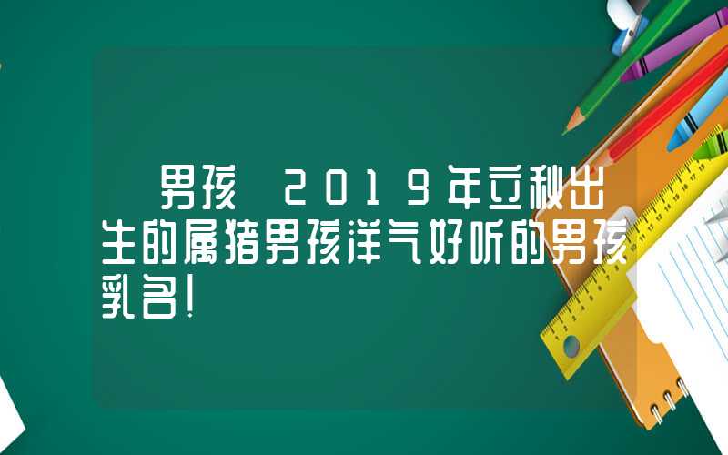 「男孩」2019年立秋出生的属猪男孩洋气好听的男孩乳名！