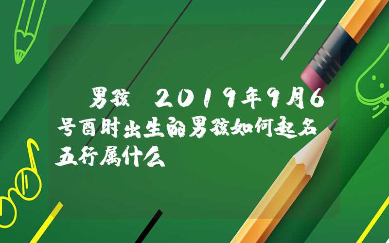 「男孩」2019年9月6号酉时出生的男孩如何起名，五行属什么