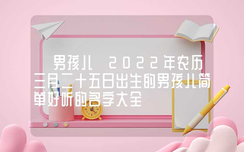「男孩儿」2022年农历三月二十五日出生的男孩儿简单好听的名字大全