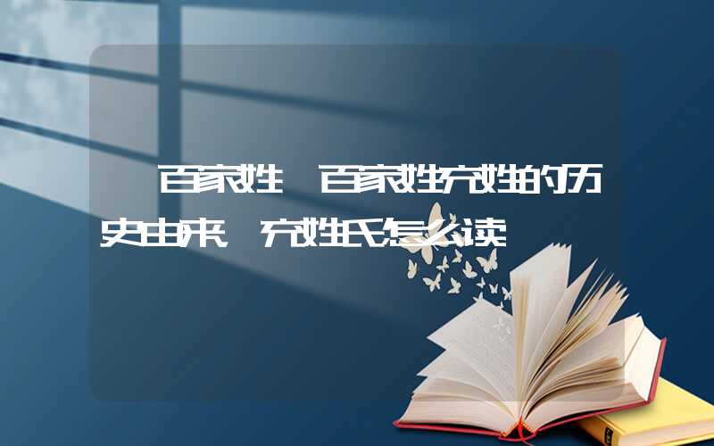 「百家姓」百家姓充姓的历史由来，充姓氏怎么读