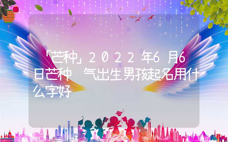 「芒种」2022年6月6日芒种节气出生男孩起名用什么字好
