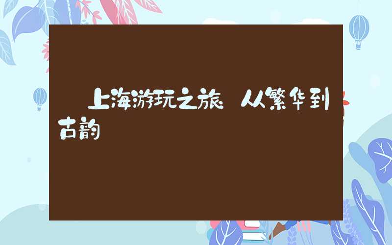 【上海游玩之旅：从繁华到古韵】