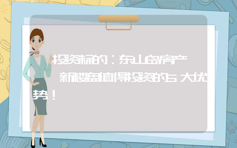 【投资标的：东山岛房产】——新楼盘值得投资的5大优势！