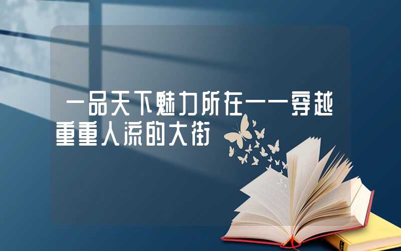一品天下魅力所在——穿越重重人流的大街
