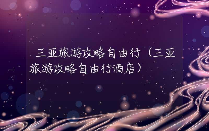 三亚旅游攻略自由行（三亚旅游攻略自由行酒店）