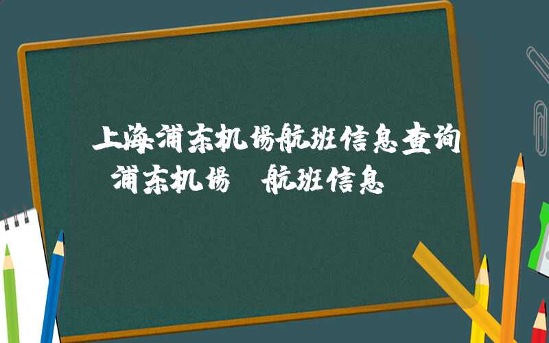 上海浦东机场航班信息查询（浦东机场 航班信息）
