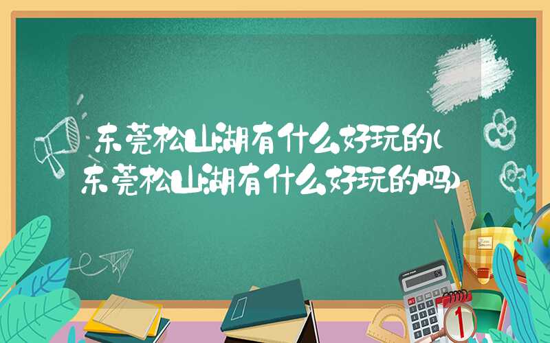 东莞松山湖有什么好玩的（东莞松山湖有什么好玩的吗）
