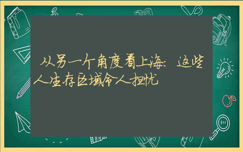 从另一个角度看上海：这些人生存区域令人担忧