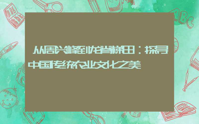 从周兴峰到龙脊梯田：探寻中国传统农业文化之美