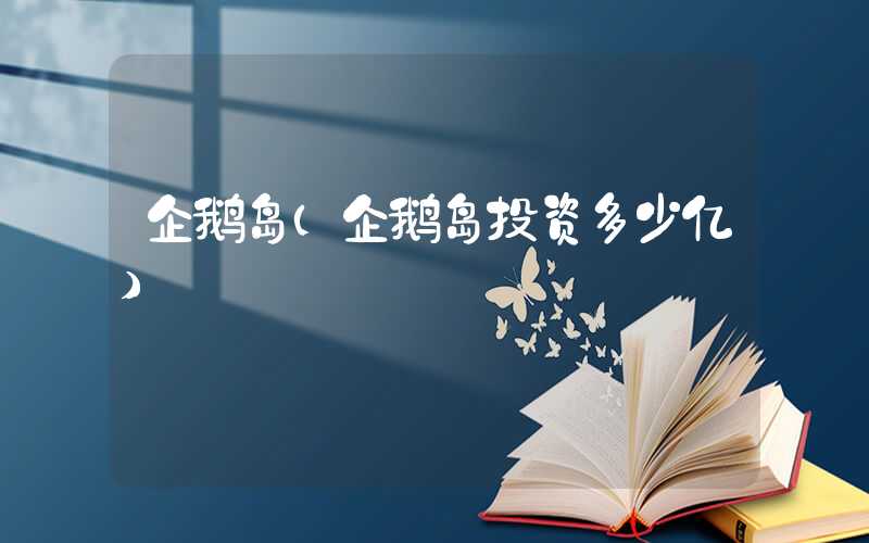 企鹅岛(企鹅岛投资多少亿)