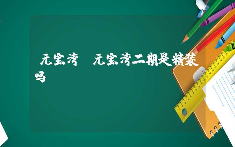 元宝湾（元宝湾二期是精装吗）