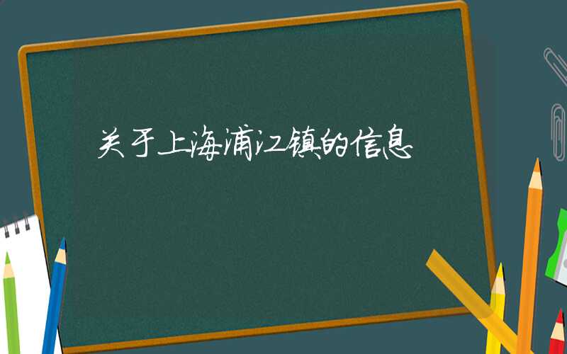 关于上海浦江镇的信息