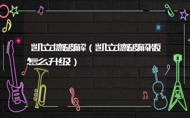 凯立德破解（凯立德破解版怎么升级）