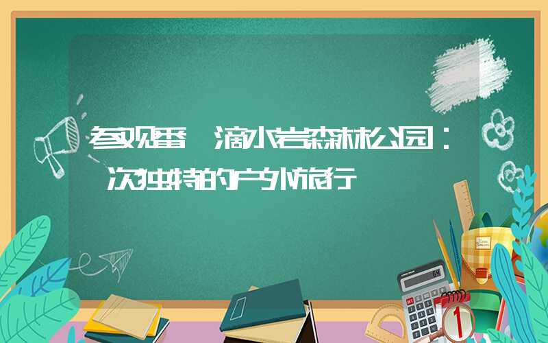 参观番禺滴水岩森林公园:一次独特的户外旅行