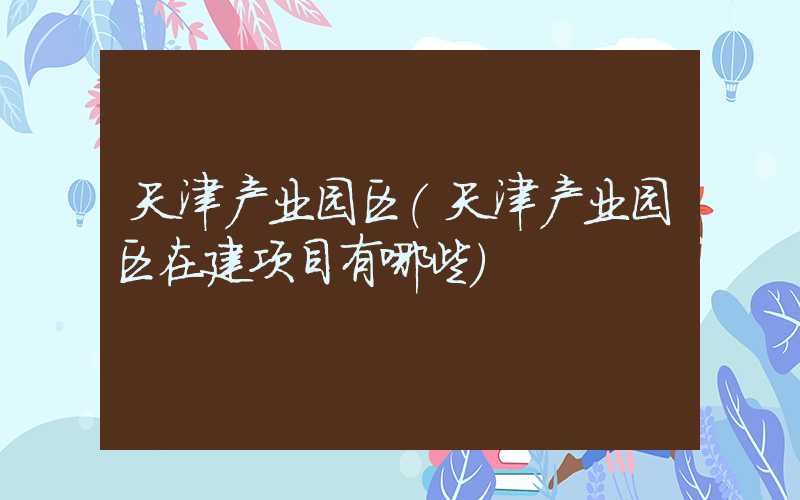 天津产业园区（天津产业园区在建项目有哪些）