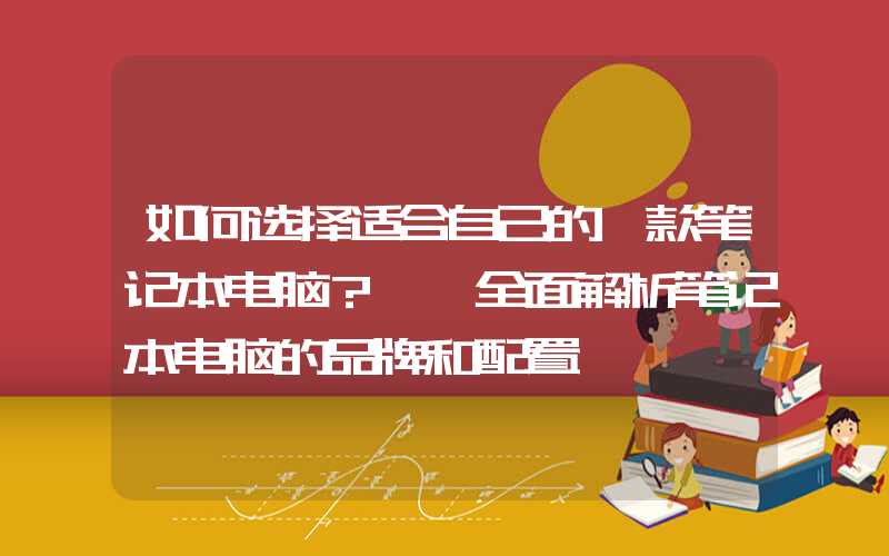 如何选择适合自己的一款笔记本电脑？——全面解析笔记本电脑的品牌和配置