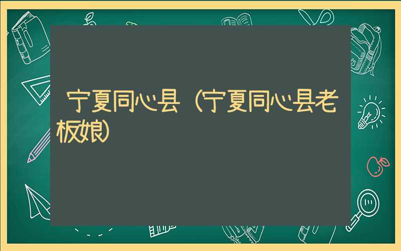 宁夏同心县（宁夏同心县老板娘）