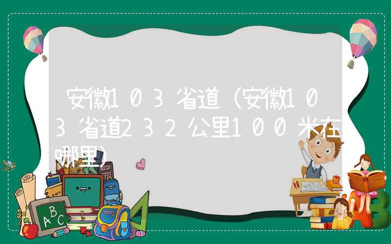安徽103省道（安徽103省道232公里100米在哪里）