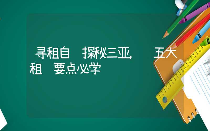 寻租自驾探秘三亚,这五大租车要点必学