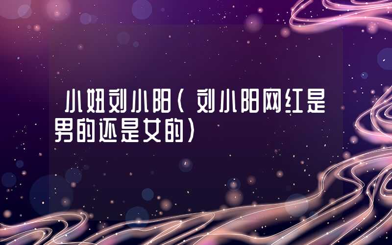 小妞刘小阳(刘小阳网红是男的还是女的)
