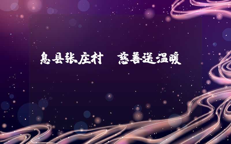 息县张庄村:慈善送温暖