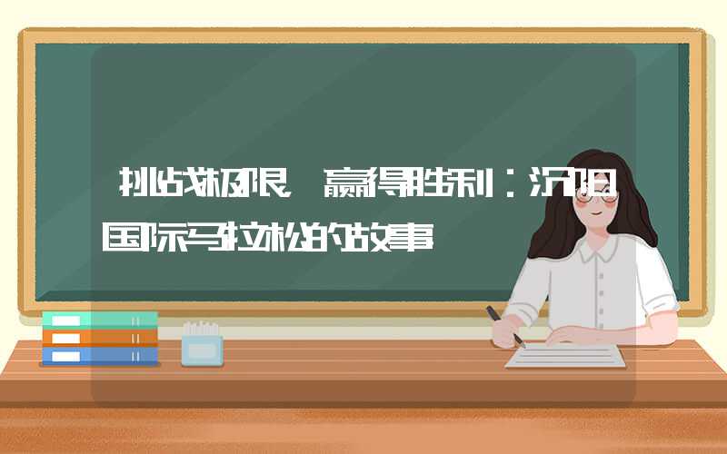 挑战极限，赢得胜利：沉阳国际马拉松的故事
