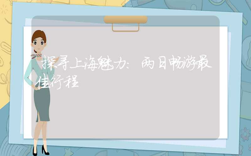 探寻上海魅力：两日畅游最佳行程