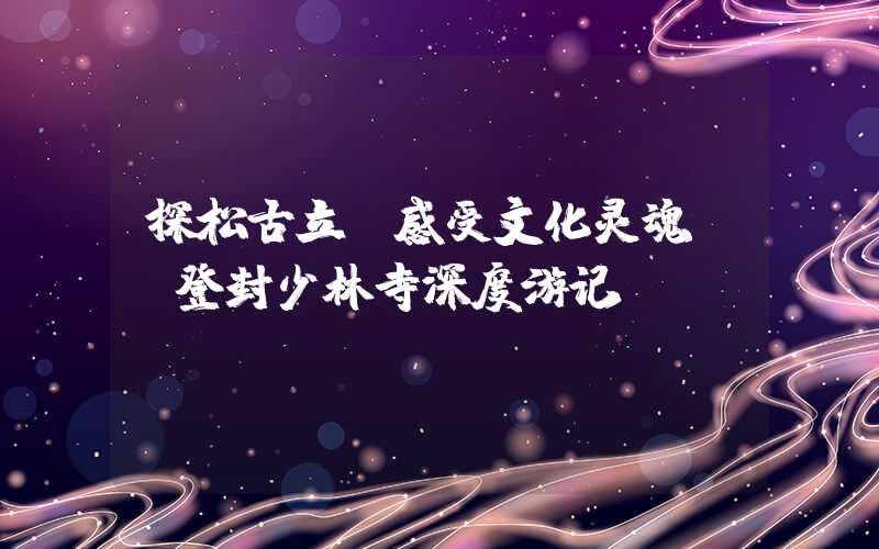探松古立,感受文化灵魂——登封少林寺深度游记